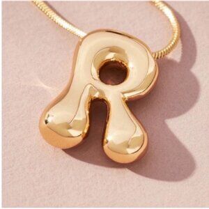 New! Anthropologie Gold Bubble Initial Monogram Necklace NWOT